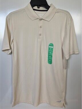 Polo Shirt Collared Short Sleeve Men's Small S Beige Lifestyle Shirt Golf Stains
